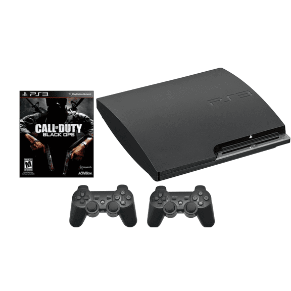 Pre-Owned Used Sony PlayStation 3 PS3 Slim Console - 2 Controllers - Black Ops Bundle
