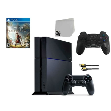 Pre-Owned Sony PlayStation 4 500GB Gaming Console Black 2 Controller Included with Assassin s Creed Odyssey BOLT AXTION ( )