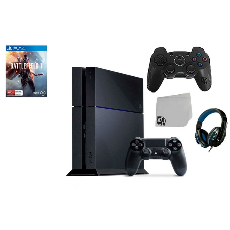 Pre Owned Restored Sony PlayStation 4 500GB Gaming Console Black 2 Controller Included with Battlefield 1 BOLT AXTION Bundle Walmart