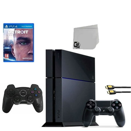 Pre-Owned Sony PlayStation 4 500GB Gaming Console Black 2 Controller Included with Detroit Become Human BOLT AXTION Bundle
