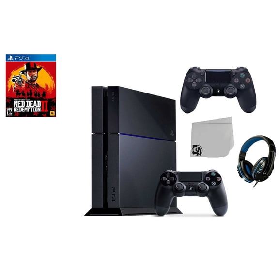 Pre-Owned Sony PlayStation 4 500GB Gaming Console Black 2 Controller Included with Red Dead Redemption 2 BOLT AXTION Bundle Used