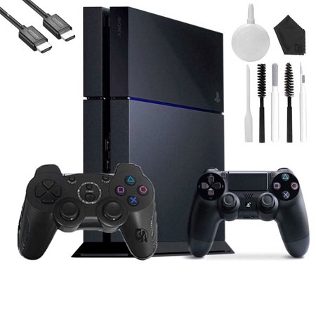 Restored Sony PlayStation 4 500GB Gaming Console Black, HDMI Cable 2 Controller With Cleaning Kit (Refurbished)