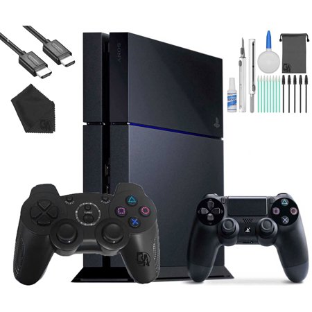 Restored Sony PlayStation 4 500GB Gaming Console Black, HDMI Cable 2 Controller With Cleaning Kit (Refurbished)