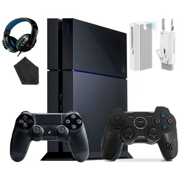 Pre-Owned Sony PlayStation 4 500GB Gaming Console Black, Headset 2 Controller With Cleaning Kit ( )