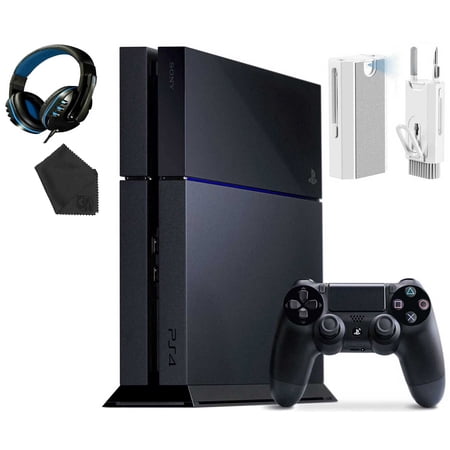 Restored Sony PlayStation 4 500GB Gaming Console Black, Headset With Cleaning Kit (Refurbished)