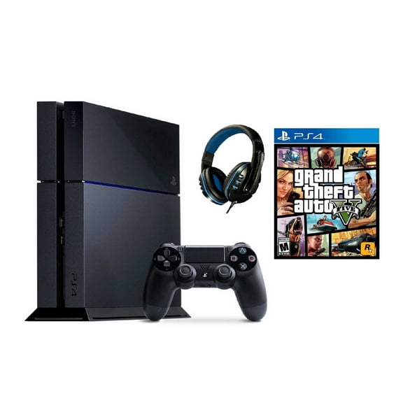 Pre-Owned Sony PlayStation 4 500GB Gaming Console Black with Grand Theft Auto V BOLT AXTION Bundle ( )