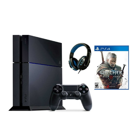 Pre-Owned Sony PlayStation 4 500GB Gaming Console Black with The Witcher 3 Wild Hunt BOLT AXTION Bundle