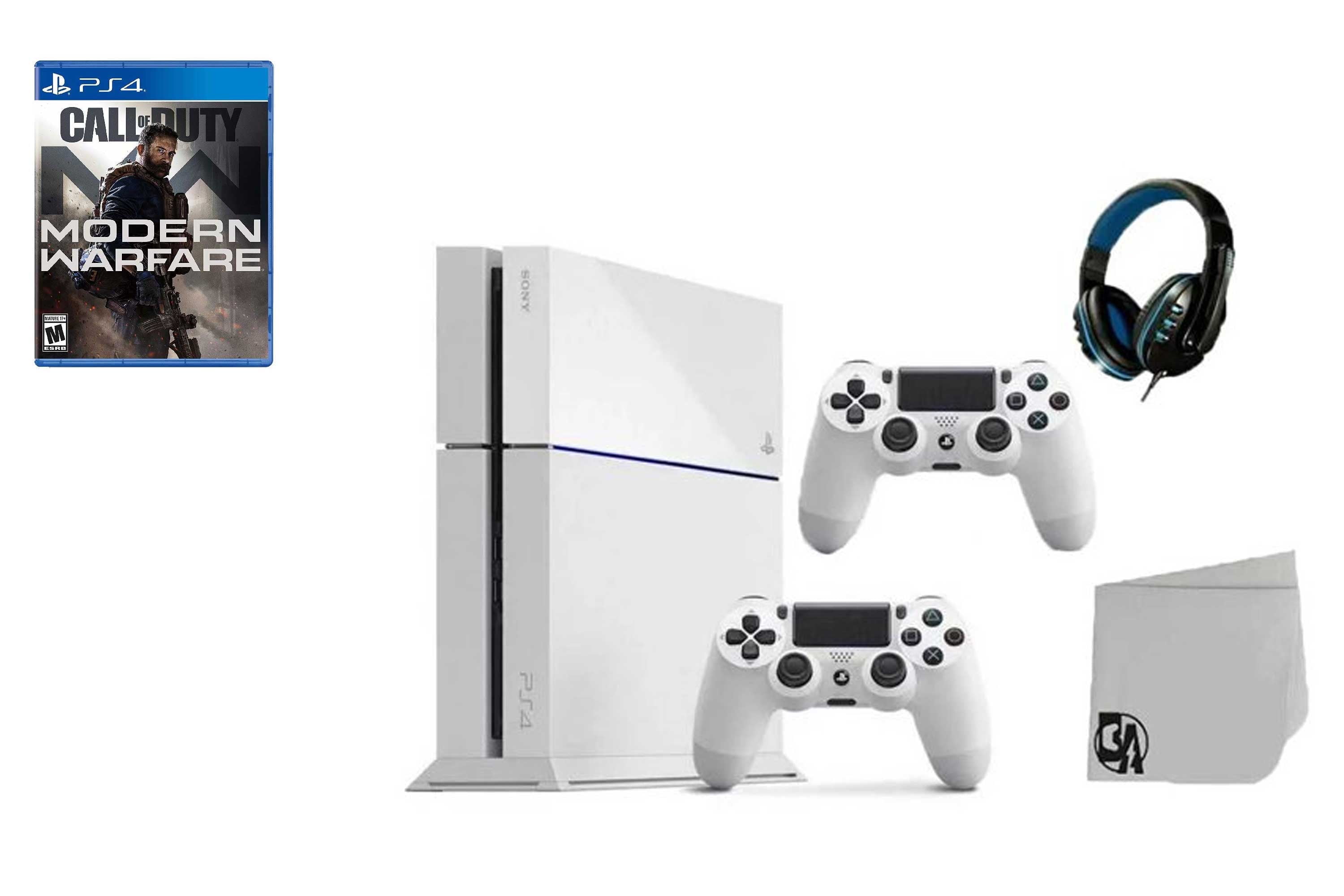 Pre-Owned Sony PlayStation 4 500GB Gaming Console White 2 Controller  Included with Call of Duty Modern Warfare BOLT AXTION Bundle (Refurbished:  Like New) 