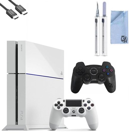 Restored Sony PlayStation 4 500GB Gaming Console White, HDMI Cable 2 Controller With Cleaning Kit (Refurbished)