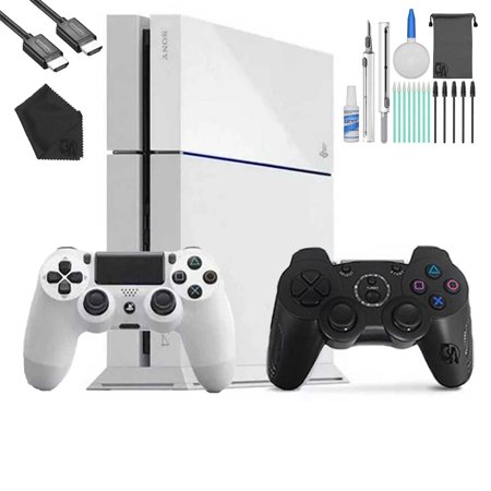 Pre-Owned Sony PlayStation 4 500GB Gaming Console White, HDMI Cable 2 Controller With Cleaning Kit (Refurbished: Like New)