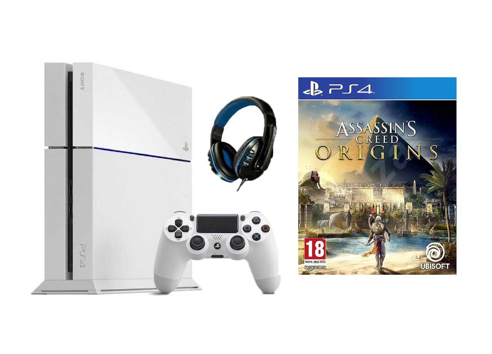 Pre-Owned Sony PlayStation 4 500GB Gaming Console White with Assassin's  Creed Origins BOLT AXTION Bundle - Walmart.com