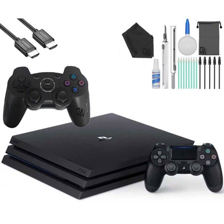 Restored Sony PlayStation 4 PRO 1TB Gaming Console Black, HDMI Cable 2 Controller With Cleaning Kit (Refurbished)