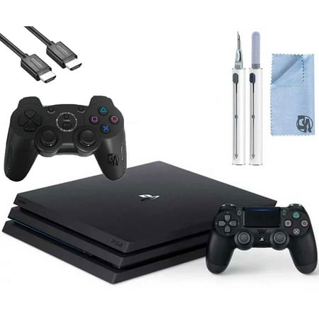 Restored Sony PlayStation 4 PRO 1TB Gaming Console Black, HDMI Cable 2 Controller With Cleaning Kit (Refurbished)