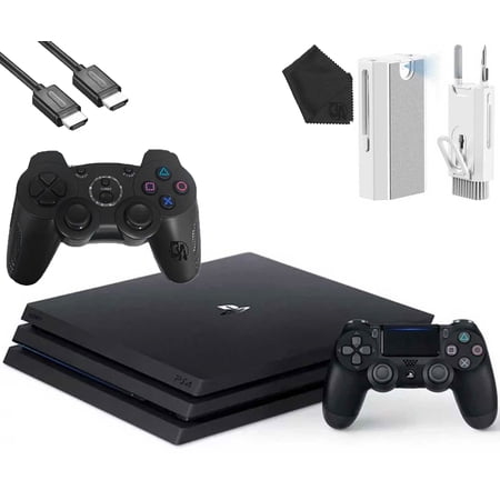 Pre-Owned Sony PlayStation 4 PRO 1TB Gaming Console Black, HDMI Cable 2 Controller With Cleaning Kit (Refurbished: Like New)