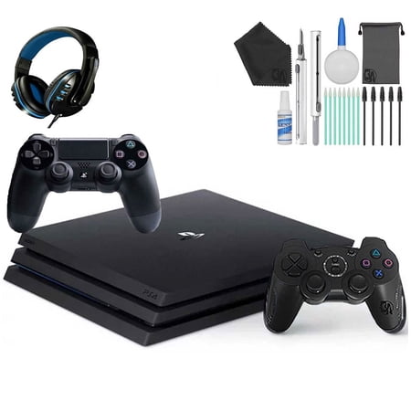 Pre-Owned Sony PlayStation 4 PRO 1TB Gaming Console Black, Headset 2 Controller With Cleaning Kit (Refurbished: Like New)