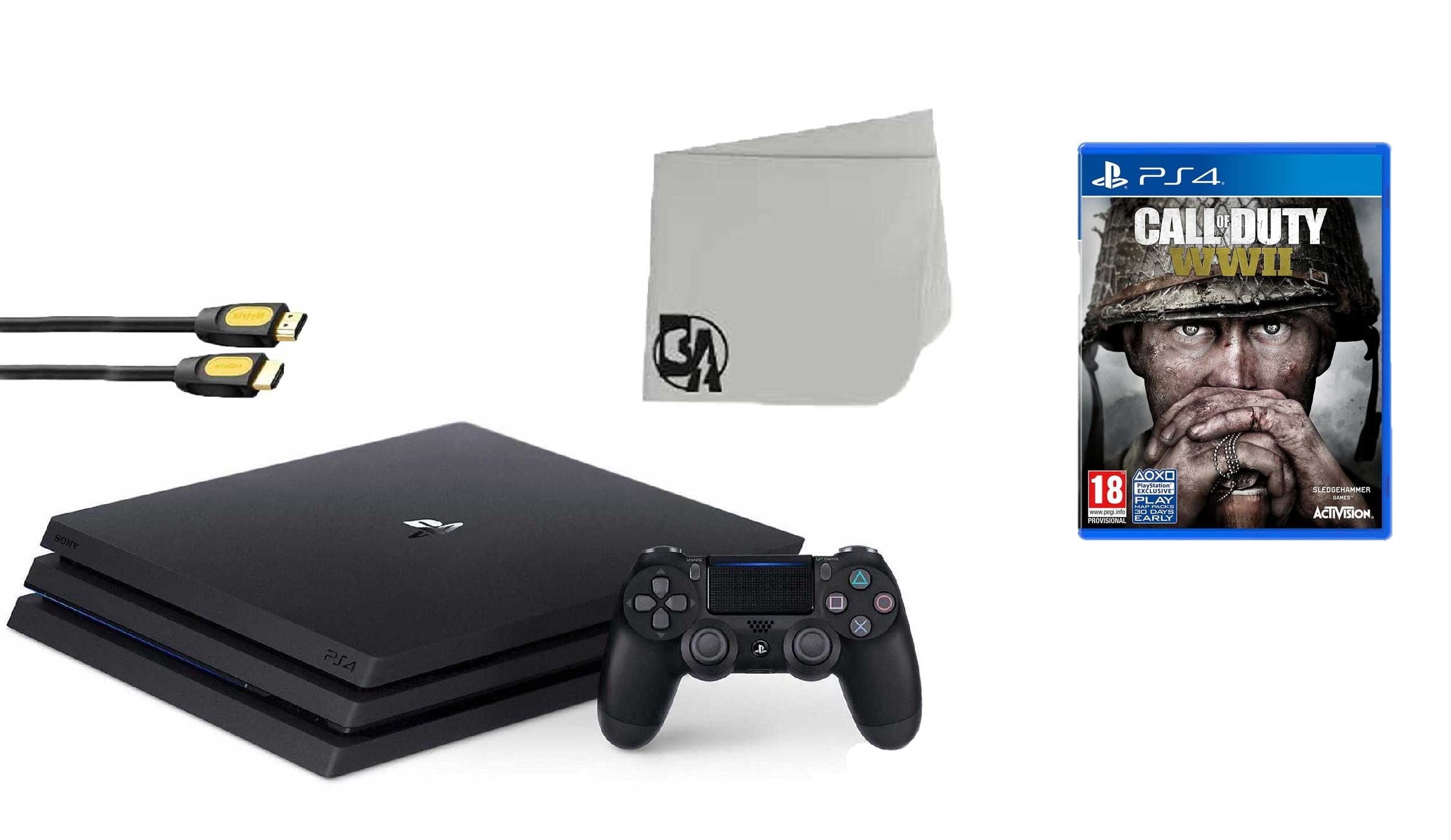 Restored Sony PlayStation 4 PRO 1TB Gaming Console Black with Call of Duty WW2 BOLT AXTION Bundle Refurbished
