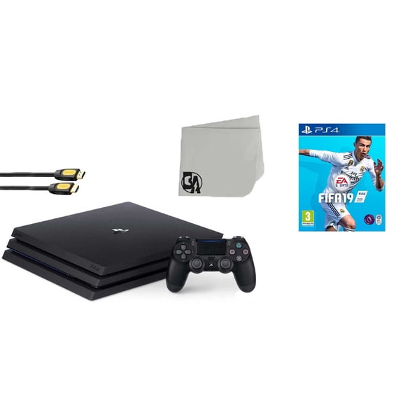 Pre-Owned Sony PlayStation 4 PRO 1TB Gaming Console Black with FIFA-19 BOLT AXTION Bundle Used