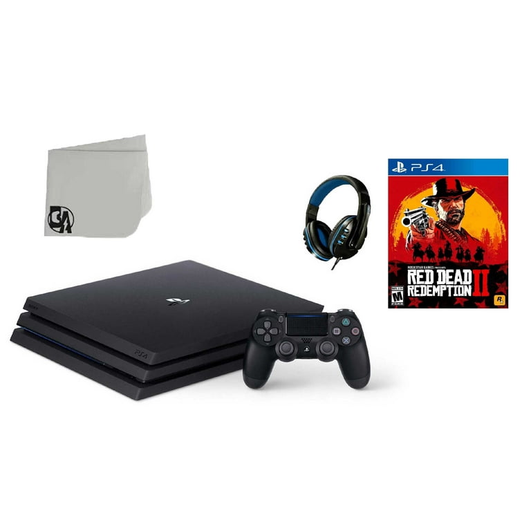 Pre Owned Sony PlayStation 4 PRO 1TB Gaming Console Black with Red Dead Redemption 2 BOLT AXTION
