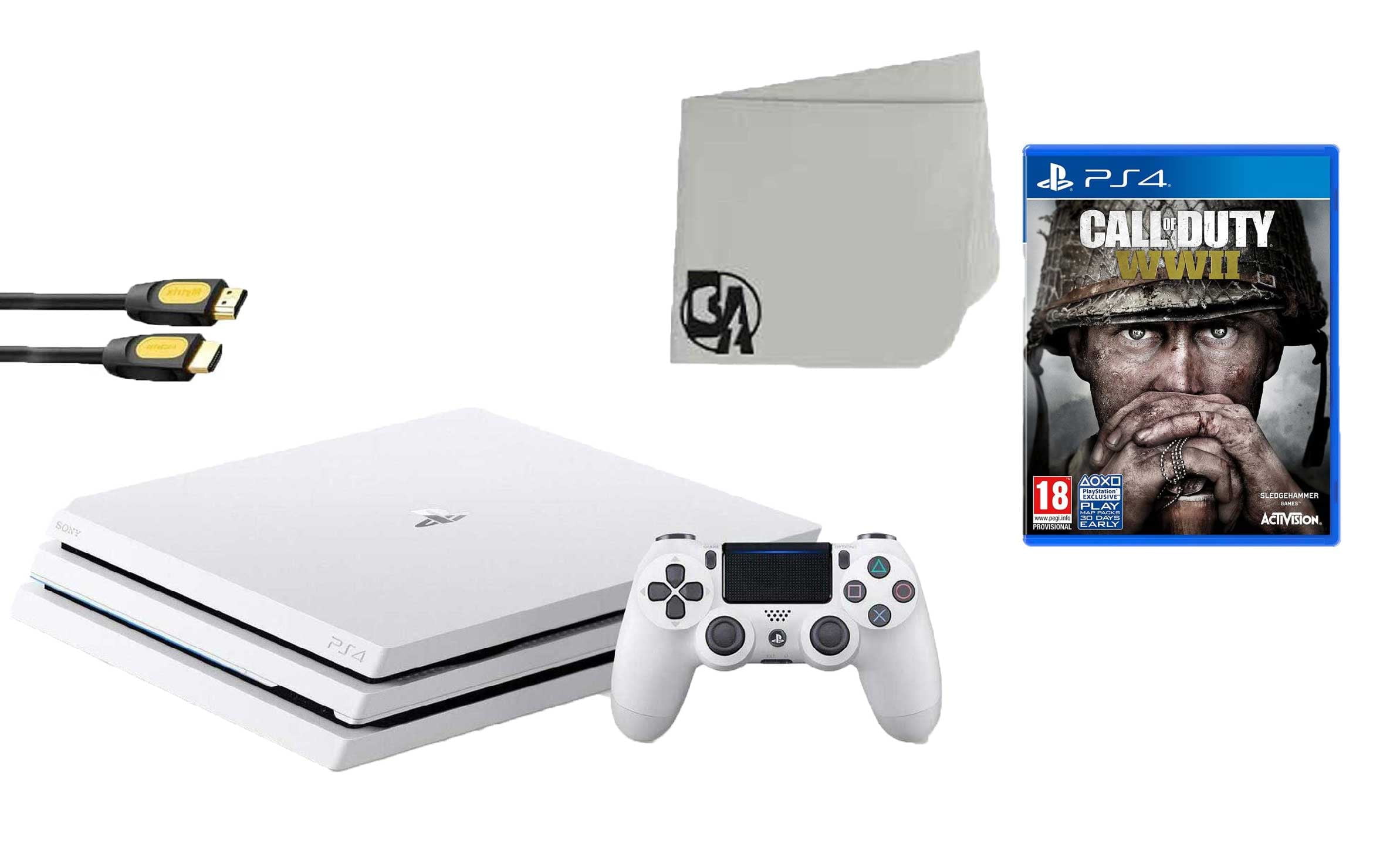 Sony PlayStation 4 PRO Glacier 1TB Gaming Console White with FIFA-19 BOLT  AXTION Bundle Used
