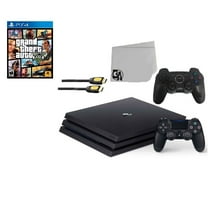 Pre-Owned Sony PlayStation 4 Pro 1TB Gaming Console Black 2 Controller Included with Grand Theft Auto V BOLT AXTION Bundle