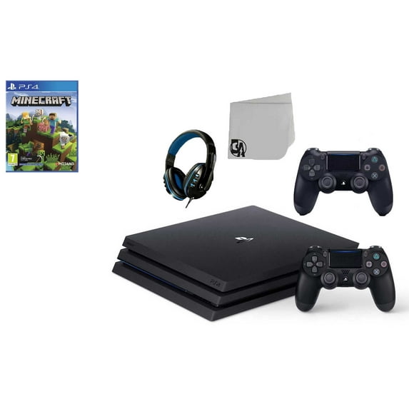 Pre-Owned Sony PlayStation 4 Pro 1TB Gaming Console Black 2 Controller Included with Minecraft BOLT AXTION Bundle