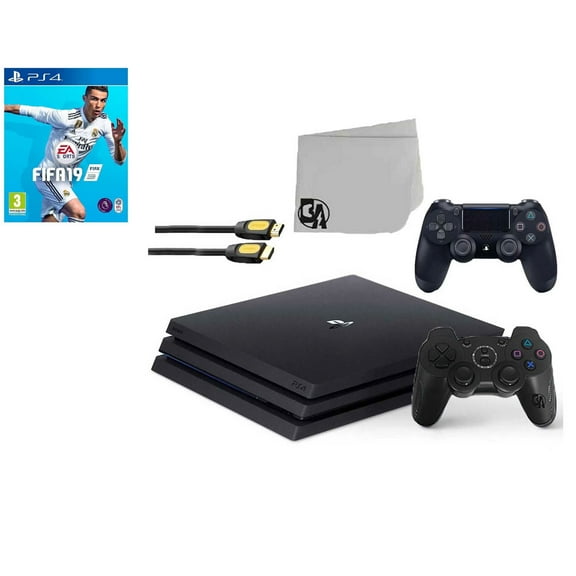 Pre-Owned Sony PlayStation 4 Pro 1TB Gaming Console Black 2Controller Included with FIFA-19 BOLT AXTION Bundle Used