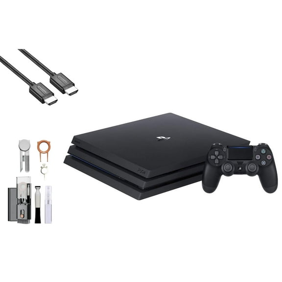 Pre-Owned Sony PlayStation 4 Pro 1TB Gaming Console Black HDMI Cable With BOLT AXTION Cleaning Kit Bundle ( )