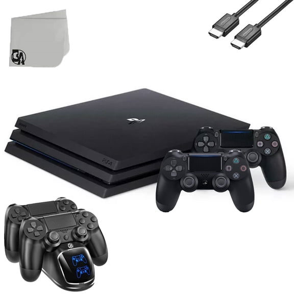 Pre-Owned Sony PlayStation 4 Pro 1TB Gaming Console, Black with 2 Controllers