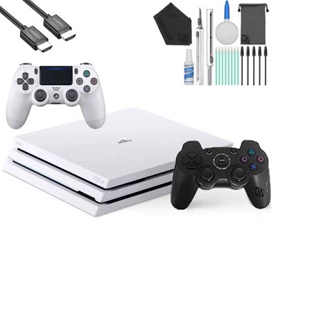 Pre-Owned Sony PlayStation 4 Pro Glacier 1TB Gaming Console White, HDMI Cable 2 Controller With Cleaning Kit (Refurbished: Like New)