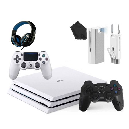 Pre-Owned Sony PlayStation 4 Pro Glacier 1TB Gaming Console White, Headset 2 Controller With Cleaning Kit ( )