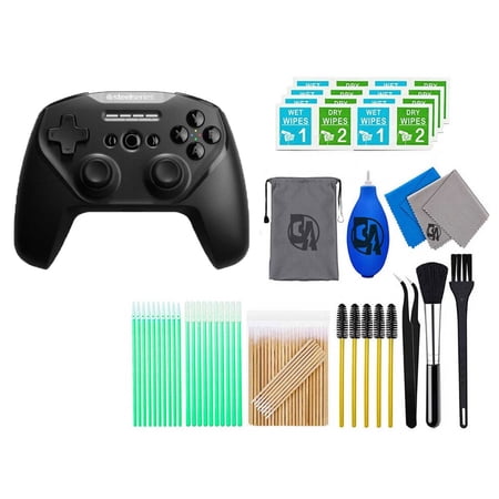 Pre-Owned SteelSeries - Stratus Duo Wireless Gaming Controller for Windows, Chromebooks, Android, and Select VR Headsets - Black With Cleaning Manual Kit Bolt Axtion (Refurbished: Like New)