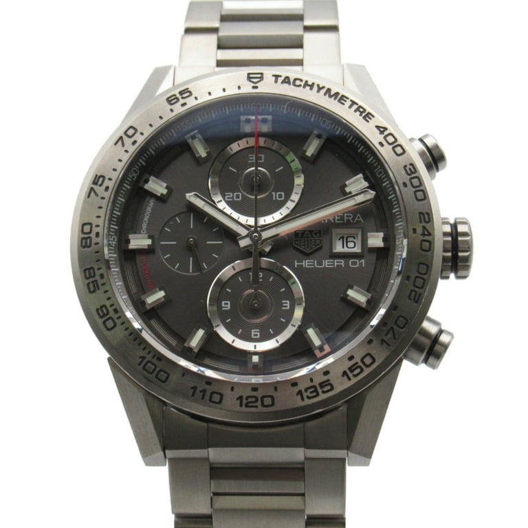 Pre Owned TAG HEUER Carrera Heuer 01 chronograph Wrist Watch CAR208Z 0 Mechanical Automatic Gray titanium CAR208Z 0 Good Walmart