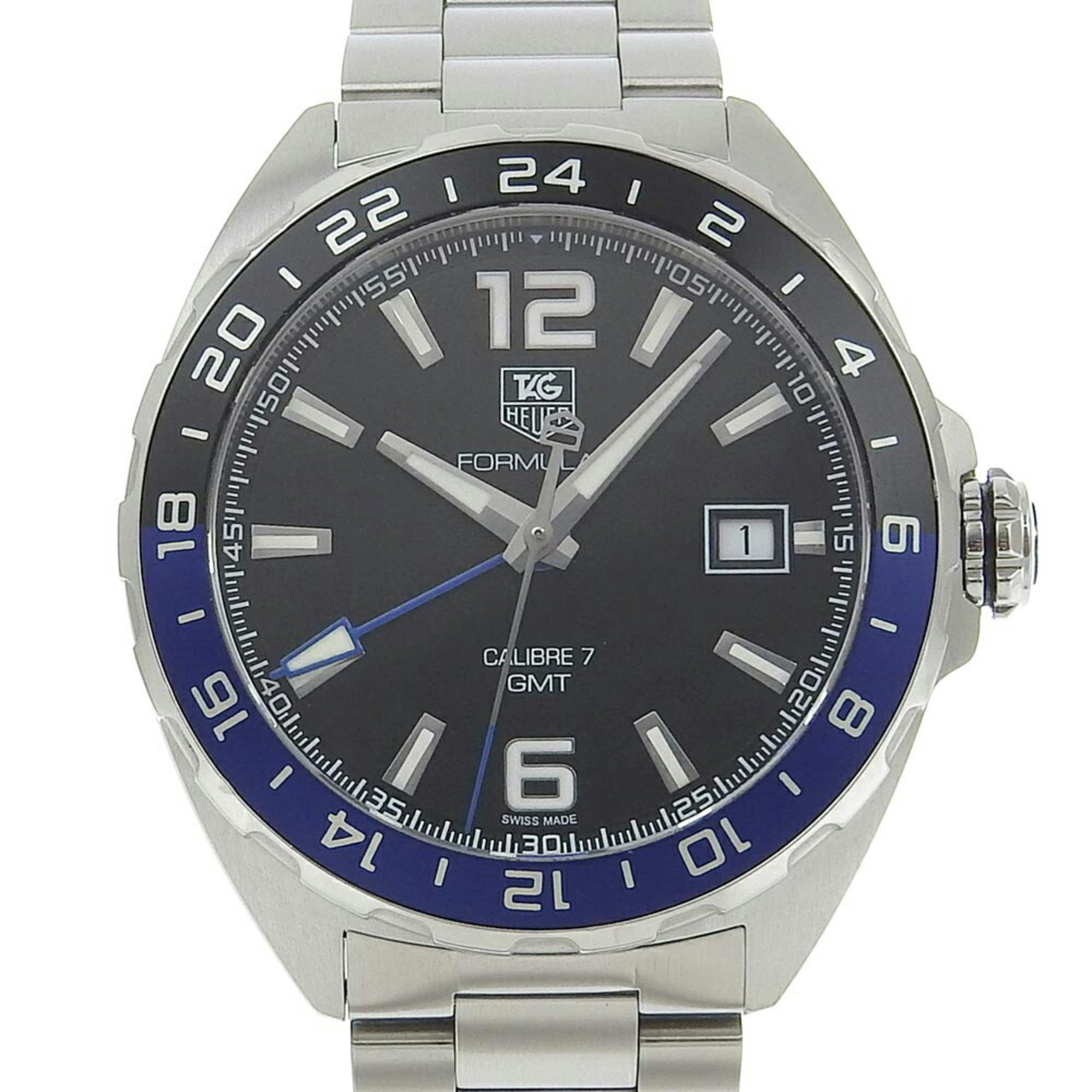 Pre Owned TAG HEUER Formula 1 GMT Date WAZ211A BA0875 Black Dial Stainless Steel Blue and Bezel Automatic Like New Walmart