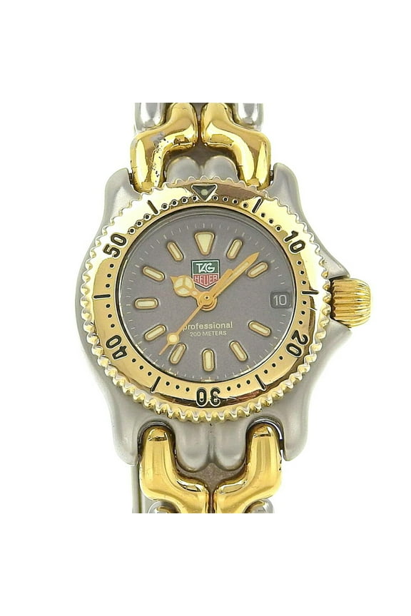 Pre-Owned TAG HEUER Professional Watch, Two-tone, S95-208, Stainless Steel, Quartz, Analog Display, Grey Dial, Professional, Women's (Fair)
