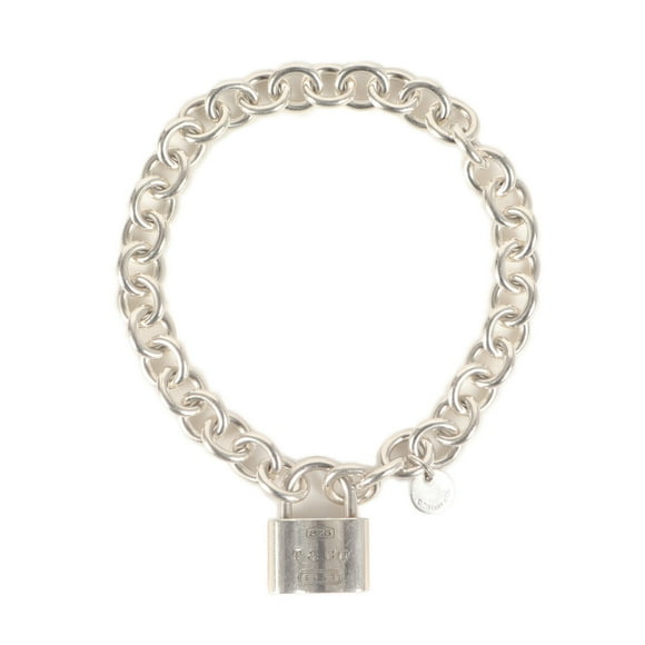 Pre-Owned TIFFANY&Co. Tiffany 1837 Padlock Charm Chain Link Bracelet Old Silver 925... (Good)