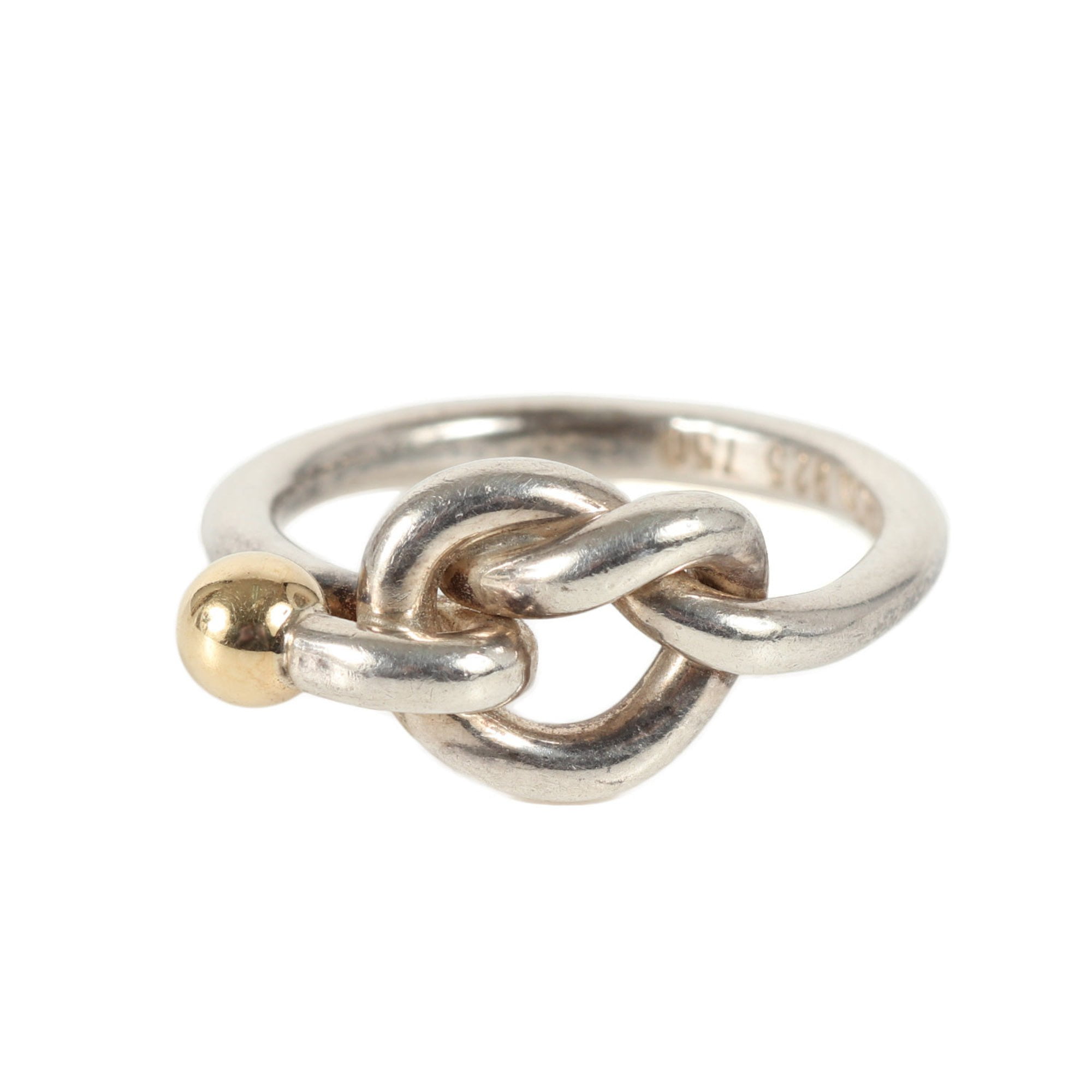 TIFFANY & CO. Pre-Owned TIFFANY&Co. Tiffany Size: 8 Love Knot Hook & Eye Combination Ring Silver 925 AU750 Gold Men's (Good)