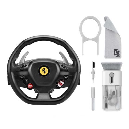 Pre-Owned Thrustmaster - T80 Ferrari 488 GTB Edition Racing Wheel for PlayStation 5, 4 and Windows - Black With Cleaning Electric kit Bolt Axtion Bundle
