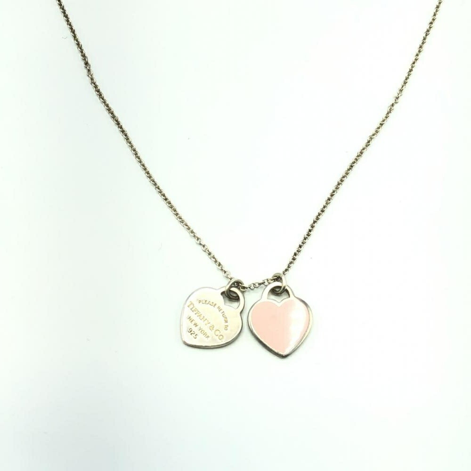 TIFNY top Pink Double Heart Tag Necklace