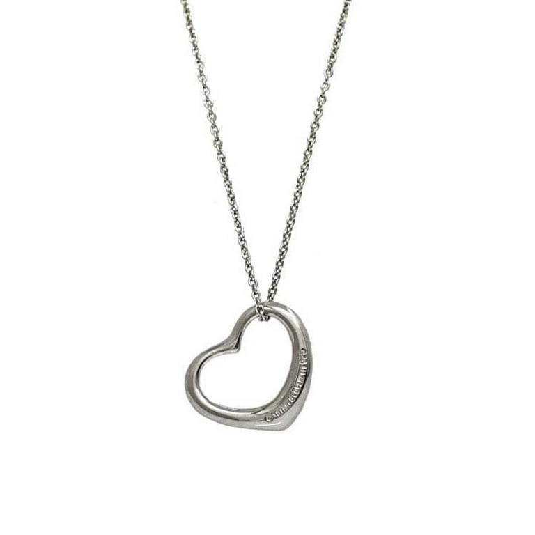 Pre-Owned Tiffany Open Heart Necklace Silver Elsa Peretti