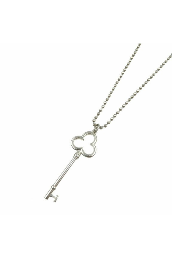 Pre-Owned Tiffany Trefoil Key Silver 925 Necklace 0017TIFFANY&Co. (Good)