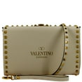 thumbnail image 1 of Pre-Owned VALENTINO Rockstud Alcove Calfskin Leather Clutch Shoulder Bag Ivory, 1 of 1