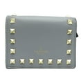 thumbnail image 1 of Pre-Owned Valentino Garavani Rockstud Compact Wallet for Women and Men, Bi-fold Wallet, QW0P0P39BOL, Leather, Grey (Good), 1 of 9