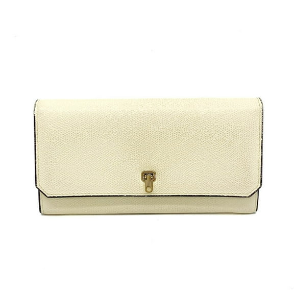 Pre-Owned Valextra Women,Men Leather Long Wallet (bi-fold) Cream (Good)