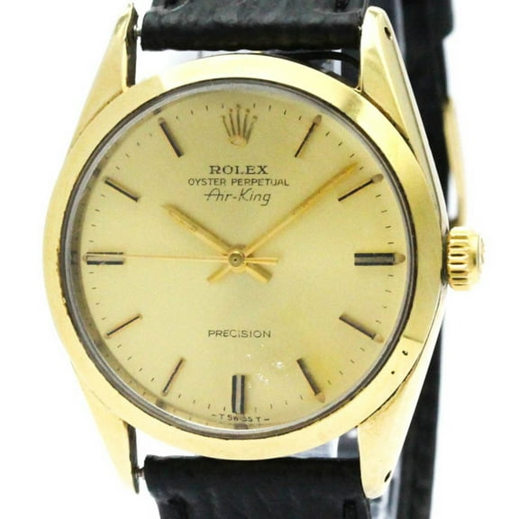 Pre-Owned Vintage ROLEX Air King 5520 Gold Plated Leather Automatic Mens Watch BF571664 (Fair)