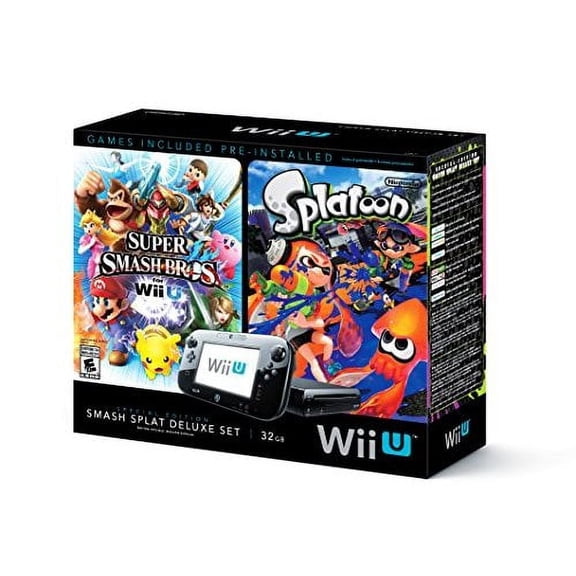 Pre-Owned Wii U Super Smash Bros And Splatoon Bundle Special Edition Deluxe Set, Physical, Third-Person Shooter, Action & Adventure, Parental Controls, 4 Offline Players