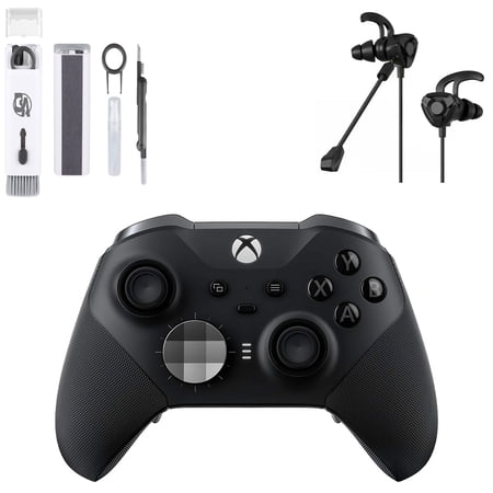 Restored Xbox Elite Series 2 Wireless Gaming Controller Black For Xbox Console With Black Gaming Buds + Cleaning Kit BOLT AXTION (Refurbished)
