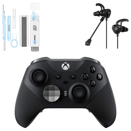 Pre-Owned Xbox Elite Series 2 Wireless Gaming Controller Black For Xbox Console With Black Gaming Buds + Cleaning Kit BOLT AXTION (Refurbished: Like New)