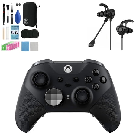 Pre-Owned Xbox Elite Series 2 Wireless Gaming Controller Black For Xbox Console With Black Gaming Buds + Cleaning Kit BOLT AXTION (Refurbished: Like New)