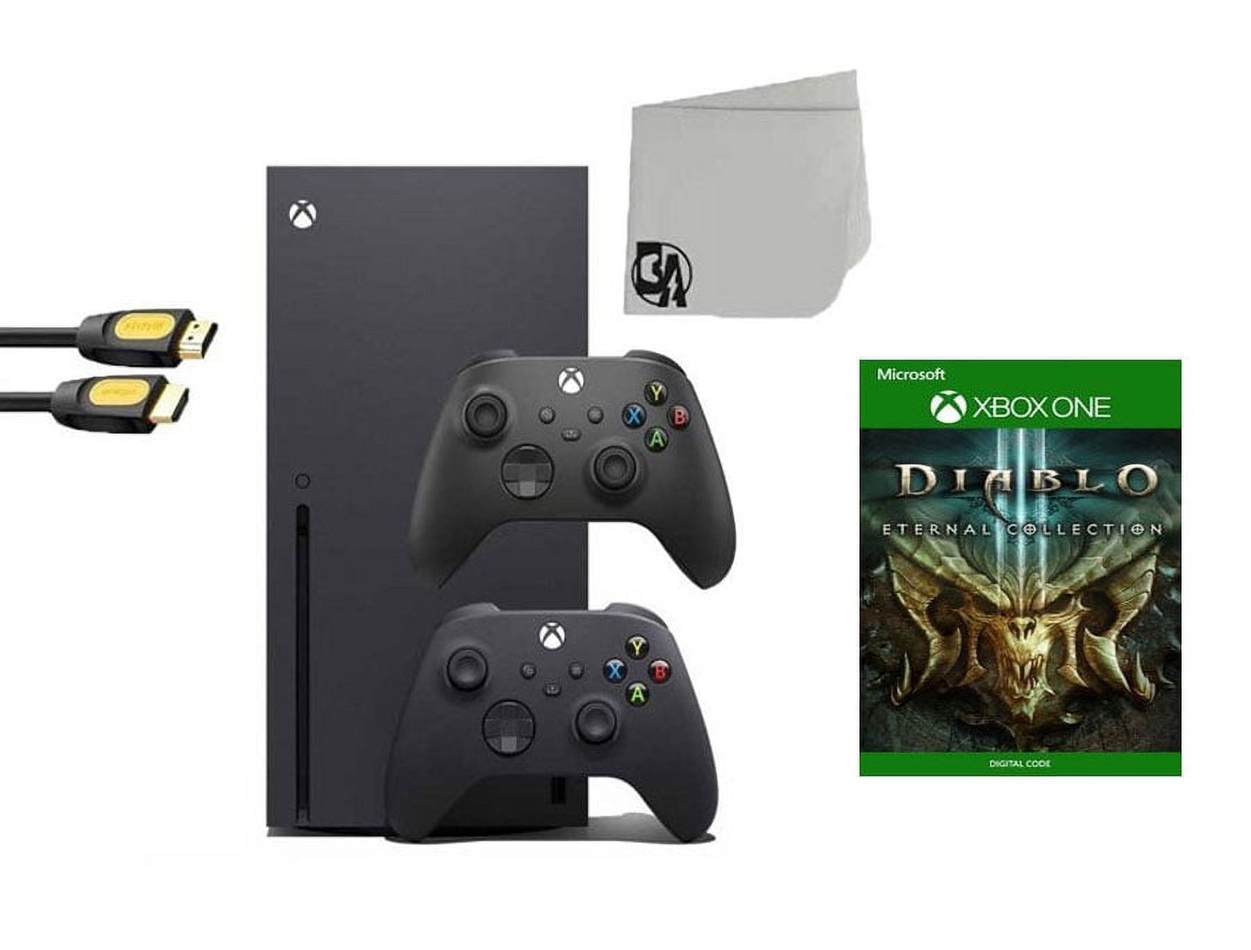Pre-Owned Xbox Series X Video Game Console Black with Diablo III Eternal Collection BOLT AXTION Bundle with 2 Controller