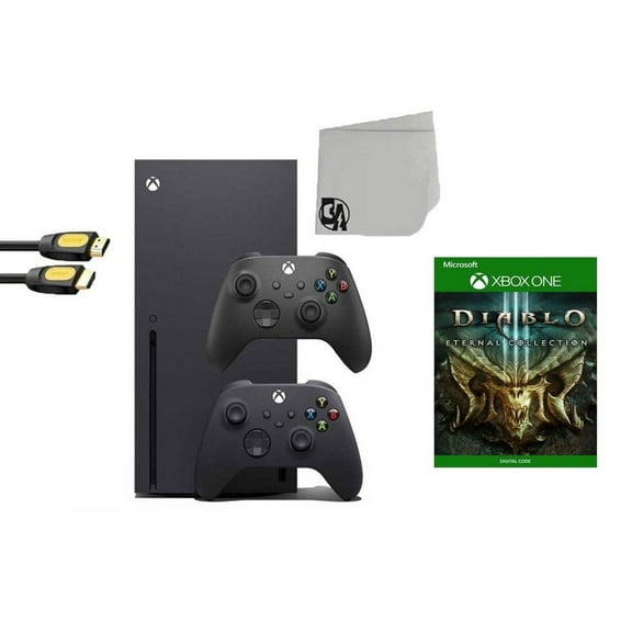 Pre-Owned Xbox Series X Video Game Console Black with Diablo III Eternal Collection BOLT AXTION Bundle with 2 Controller